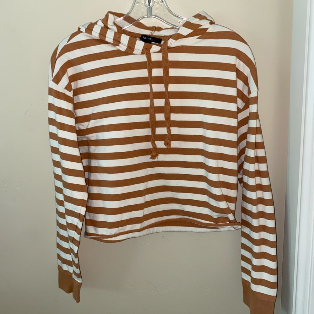 forever 21 yellow striped hoodie